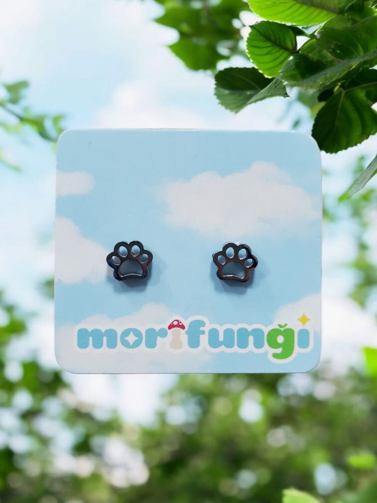 Cat and Dog Paw Stainless Steel Silver Color Stud Earrings