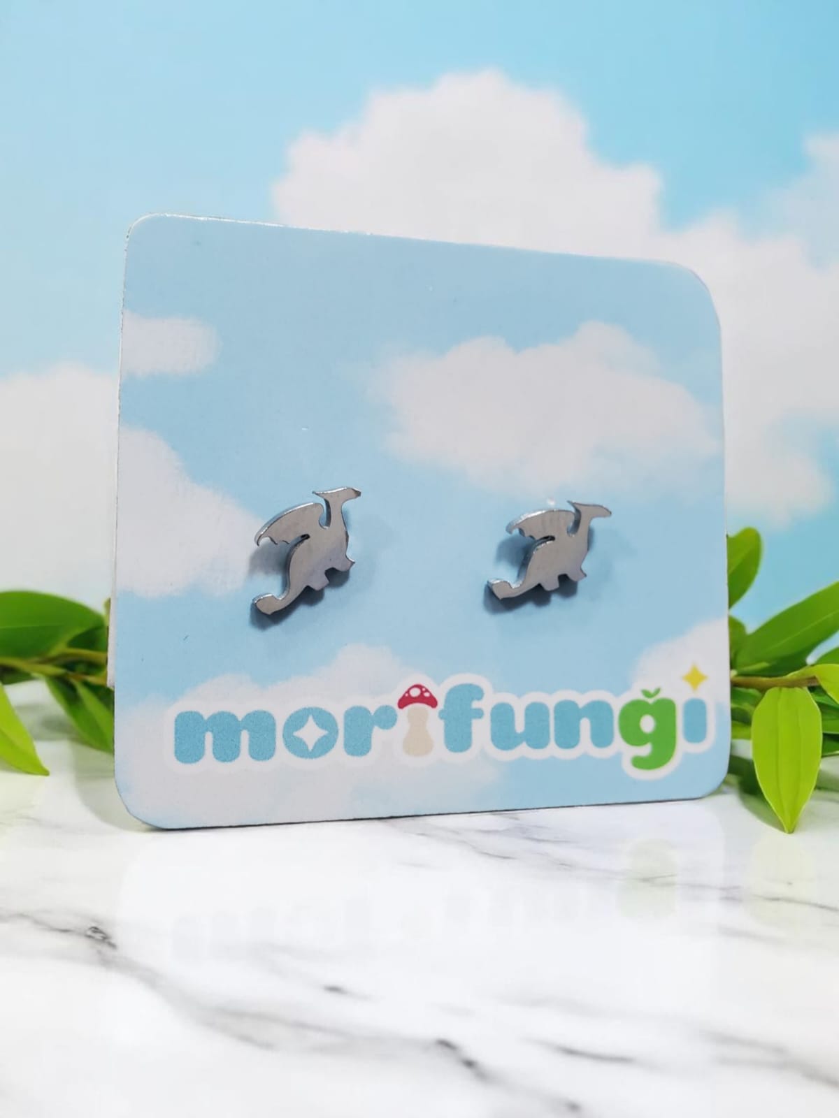 Dragon Stainless Steel Silver Color Stud Earrings