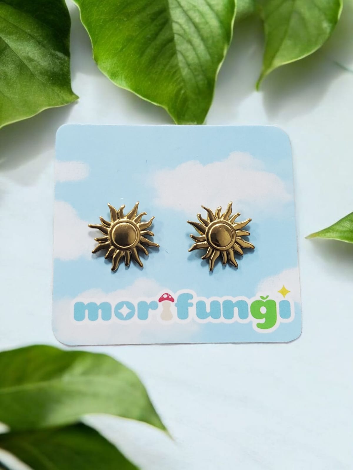 Sun Stainless Steel Stud Earrings Silver and Golden Color