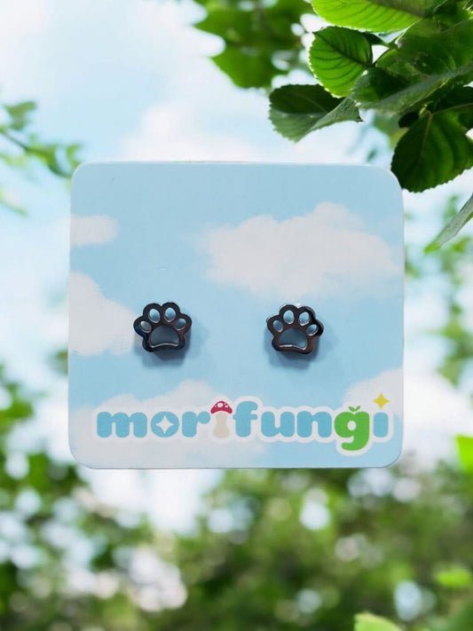 Cat and Dog Paw Stainless Steel Silver Color Stud Earrings