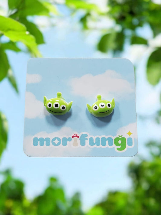 Green Cute Alien Funny Toy Story Stainless Steel Stud Earrings