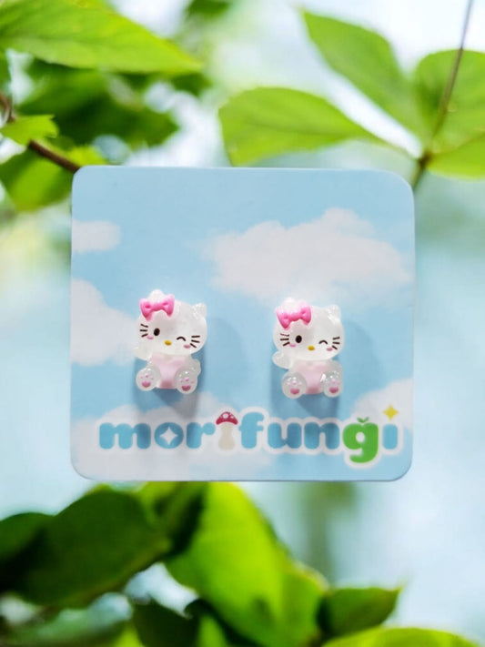Hello Kitty Sanrio Cute Cat Stainless Steel Stud Earrings