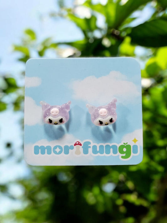 Kuromi Sanrio Cute Stainless Steel Stud Earrings