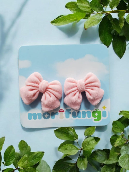 Pink Kawaii Cute Bow Stainless Steel Stud Earrings