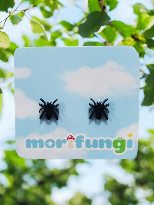 Black Spider Stainless Steel Stud Earrings