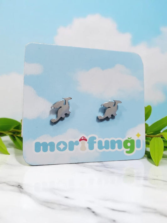 Dragon Stainless Steel Silver Color Stud Earrings