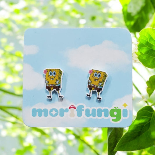 Sponge Bob Funny Cartoon Stainless Steel Stud Earrings