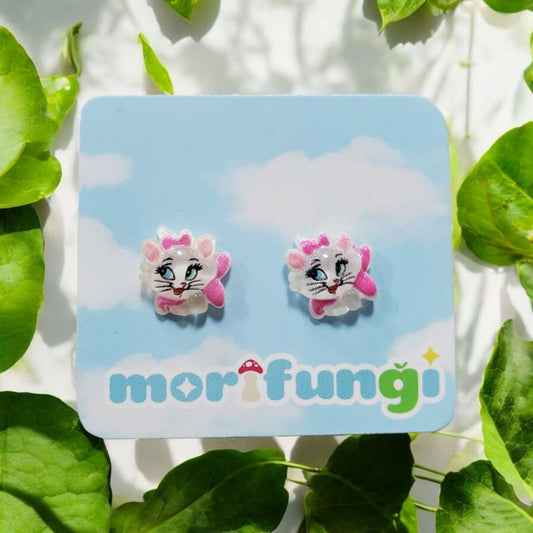 Marie Cute Cat Stainless Steel Stud Earrings