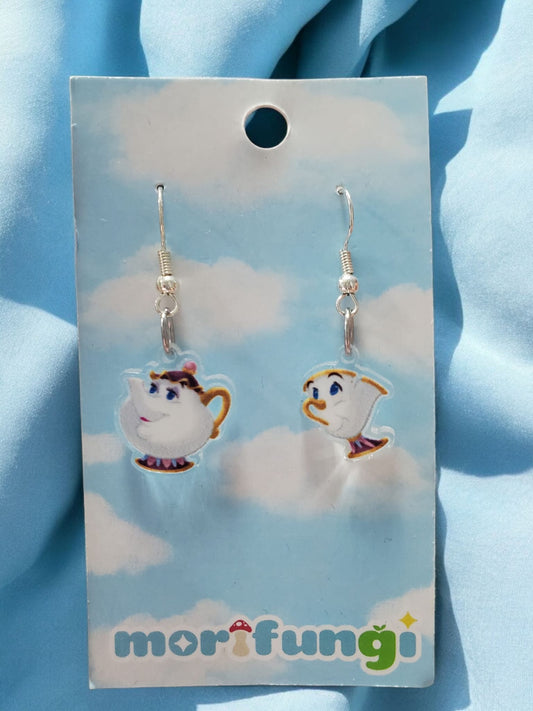 Mrs Potts And Chip Cute Stainless Steel Charm Earrings