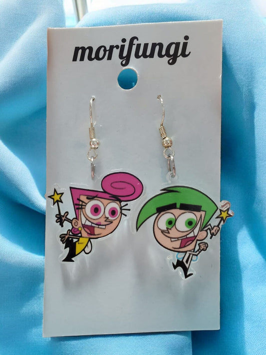 Cosmo and Wanda The Fairly OddParents Stainless Steel Charm Earrings