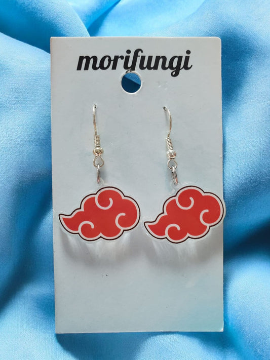 Akatsuki Naruto Cloud Stainless Steel Charm Earrings