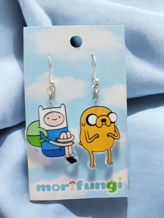 Finn and Jake Adventure Time Friends Stainless Steel Charm Earrings
