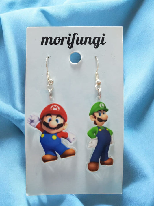 Mario and Luigi Stainless Steel Charm Earrings