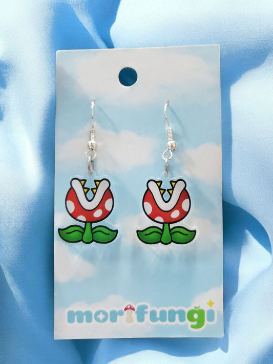 Piranha Plant Mario Stainless Steel Charm Earrings