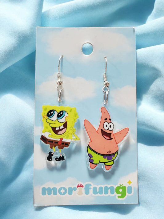 SpongeBob and Patrick Stainless Steel Charm Earrings