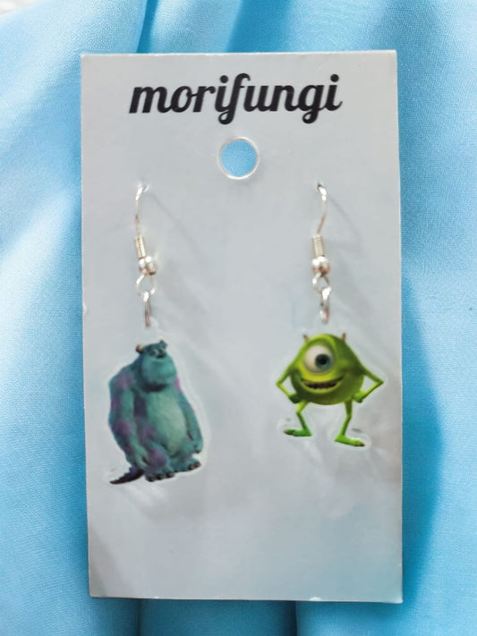 Monsters Inc Mike Wazowski and Sullivan Stainless Steel Charm Earrings
