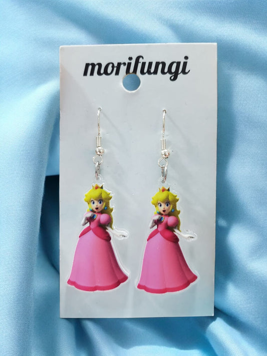 Princess Peach Mario Stainless Steel Charm Earrings