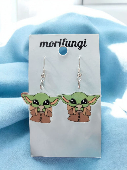 Baby Yoda Grogu Star Wars Stainless Steel Charm Earrings