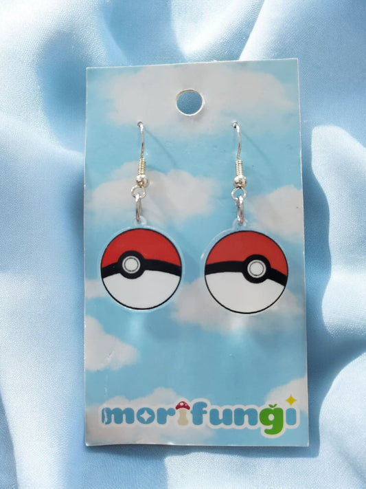 Poke Ball Pokemon Stainless Steel Charm Earrings