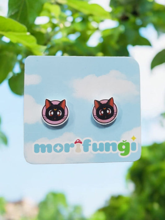 Luna Sailor Moon Magical Cat Stainless Steel Stud Earrings