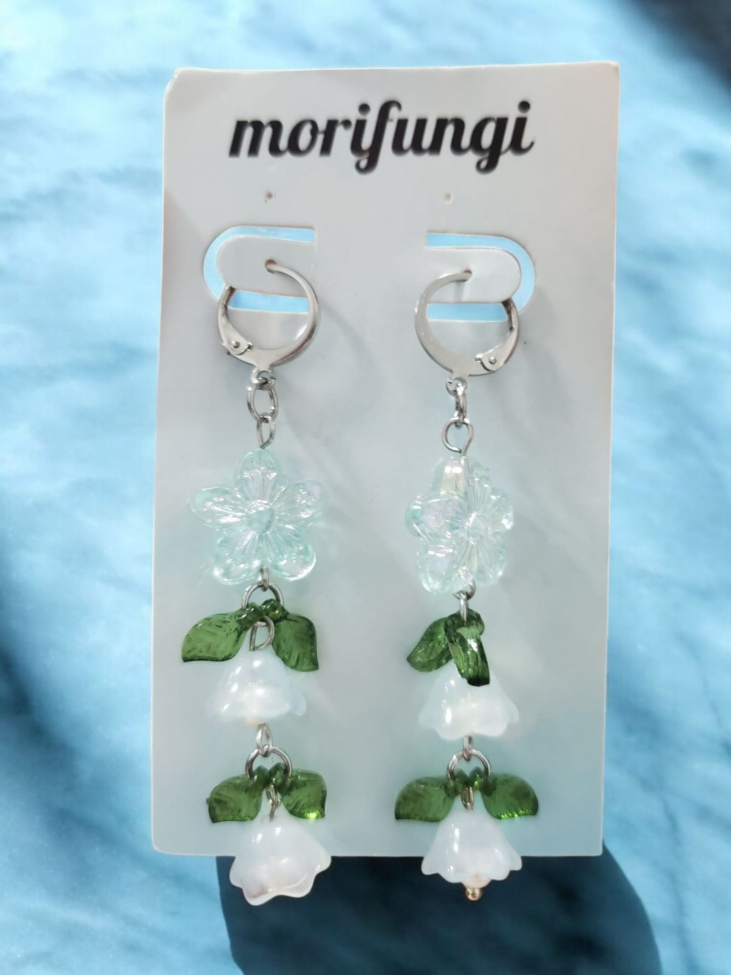 Fairy Glass Dangling Flower Stainless Steel Earrings